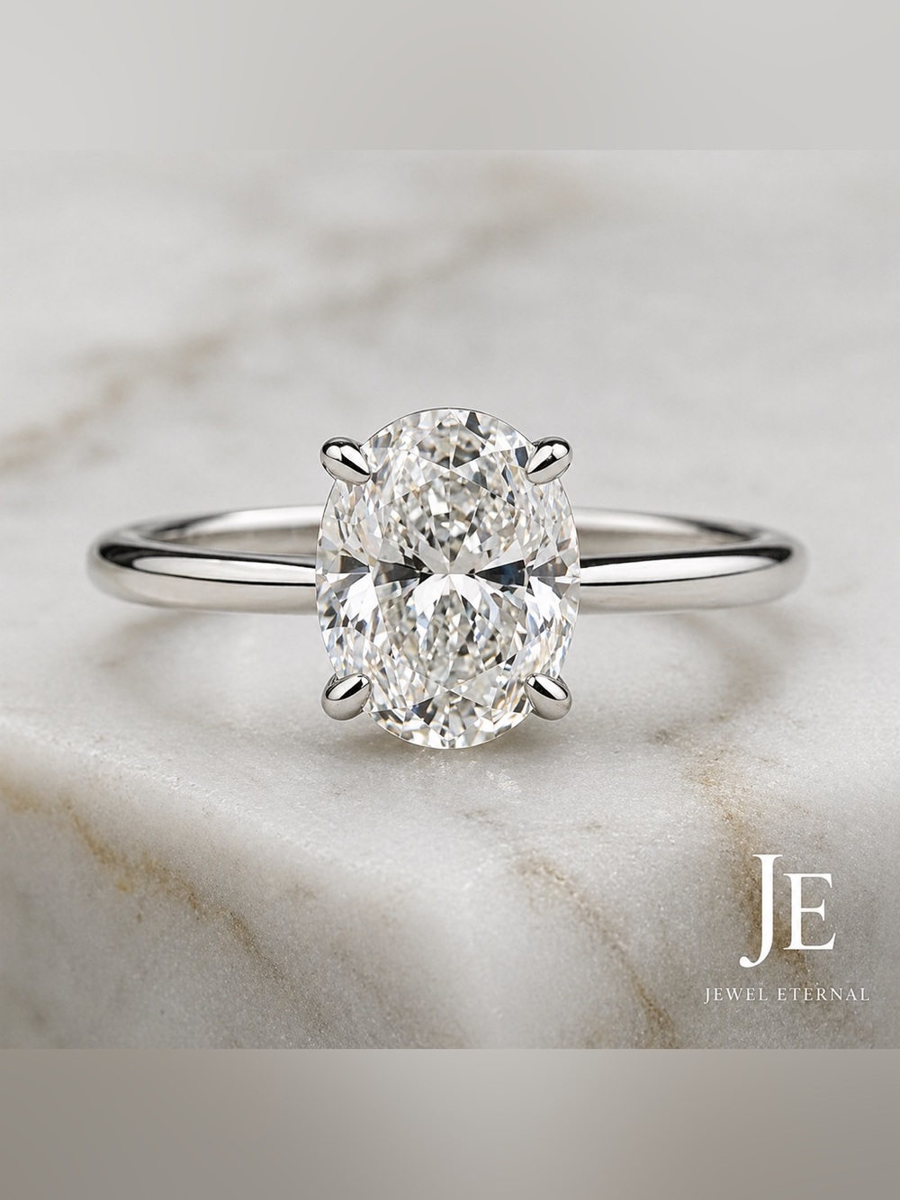 2.5ct Oval Moissanite Ring D VVS1 Solitaire Engagement Ring